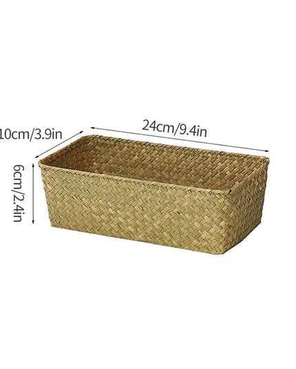 Handmade Woven Storage Basket - Eco-Friendly Picnic & Sundries Organizer