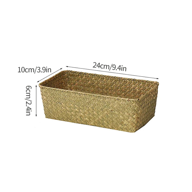 Handmade Woven Storage Basket - Eco-Friendly Picnic & Sundries Organizer