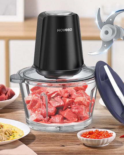 GUOHE 350W Food Processor - Stainless Steel Bowl, 3 Speed Modes