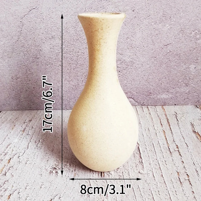 Retro Wooden Flower Vase - Nordic Style Decorative Plant Pot for Home Decor
