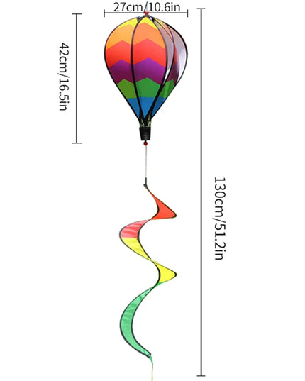 Rainbow Hot Air Balloon Wind Spinner - Vibrant Garden Decor Twister