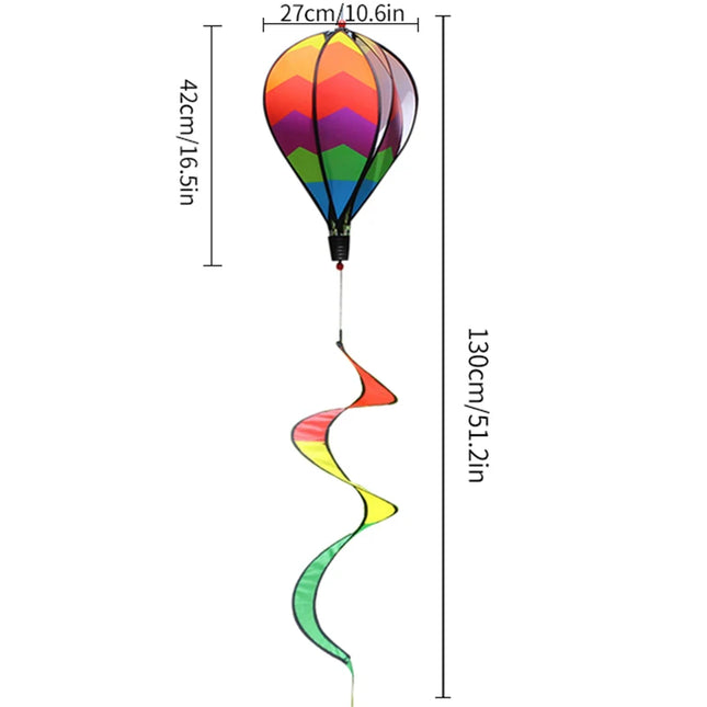 Rainbow Hot Air Balloon Wind Spinner - Vibrant Garden Decor Twister