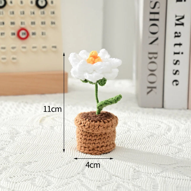 Handmade Crochet Flower Ornaments - Rose, Tulip, Daisy for Car Decor