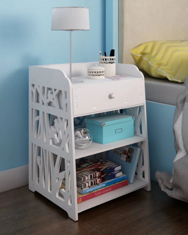 Voltsify Hollow Carved Bird Pattern Nightstand - Modern Bedroom Table