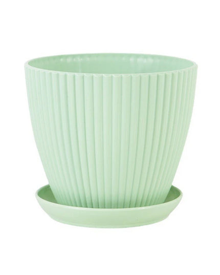 Plastic Flower Pot Succulent Plant Pot with Tray Green Dill Round Double Layer Small Flowerpot Home Office Desktop Decoration