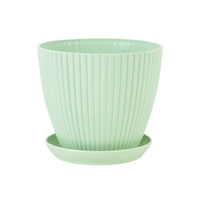 Plastic Flower Pot Succulent Plant Pot with Tray Green Dill Round Double Layer Small Flowerpot Home Office Desktop Decoration