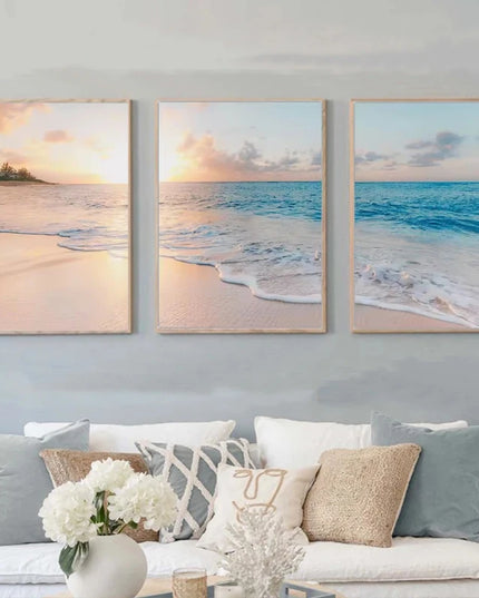 Seascape Blue Canvas Print - Modern Beach Landscape Wall Art Decor