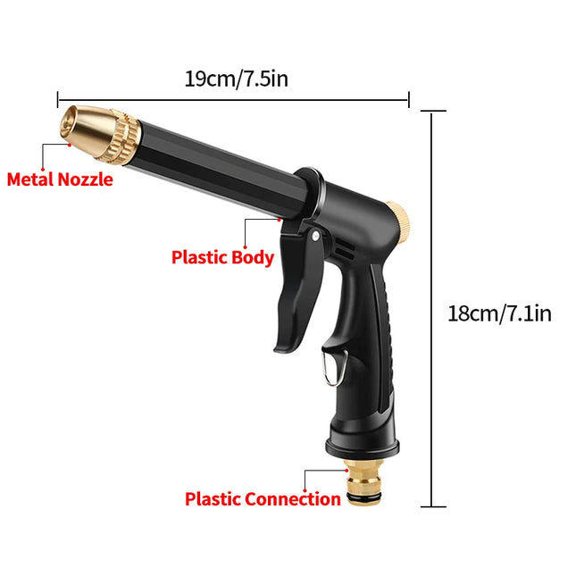 High Pressure Water Gun for Car Wash - Adjustable Spray Patterns & Nozzle