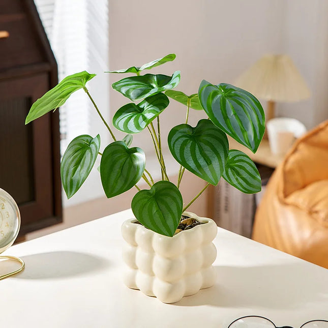 Ceramic Cream Flowerpot - Elegant Succulent Plant Desktop Decor