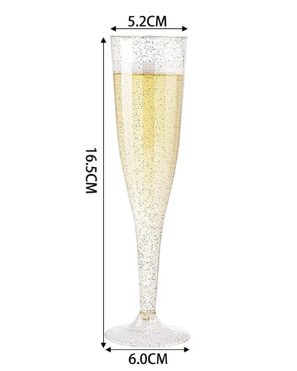25/50Pcs Clear Champagne Flutes 5oz, Plastic Glitter Champagne Flutes