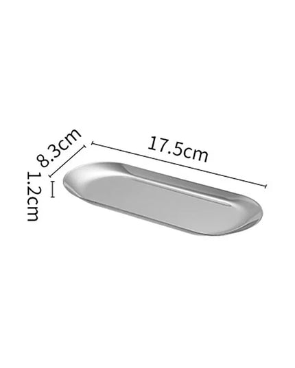 Oval Stainless Steel Gold Dining Plate - Perfect for Cakes & Snacks