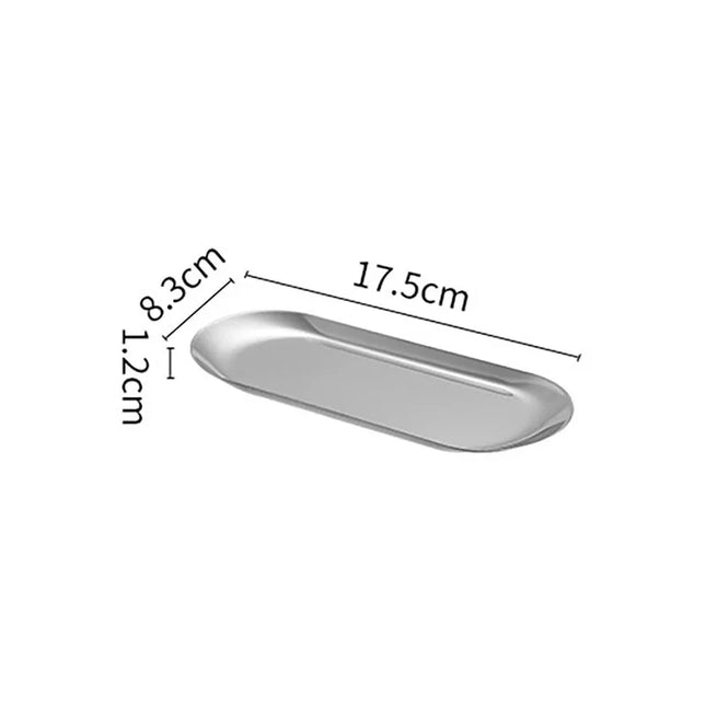 Oval Stainless Steel Gold Dining Plate - Perfect for Cakes & Snacks