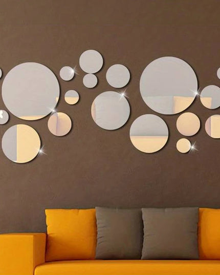 26 PCs 3D Acrylic Mirror Wall Stickers - DIY Bedroom & Bathroom Decor