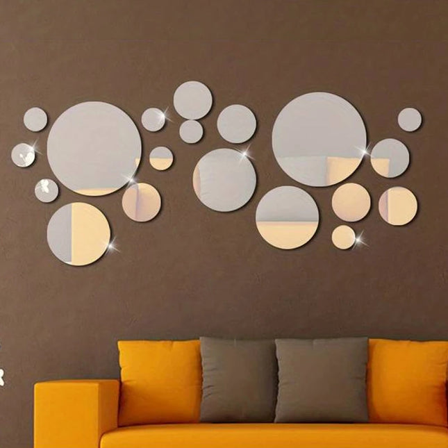 26 PCs 3D Acrylic Mirror Wall Stickers - DIY Bedroom & Bathroom Decor