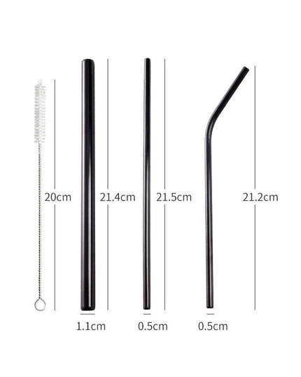 3pcs Reusable Stainless Steel Drinking Straws - Dishwasher Safe Set