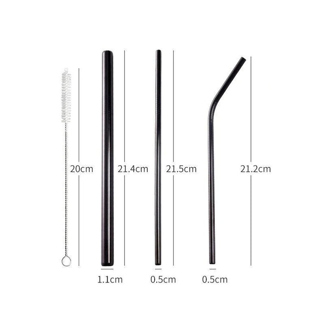 3pcs Reusable Stainless Steel Drinking Straws - Dishwasher Safe Set