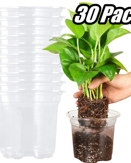 Transparent Flowerpot Nursery Pots - Thickened Plastic Planters, Drainage Hole