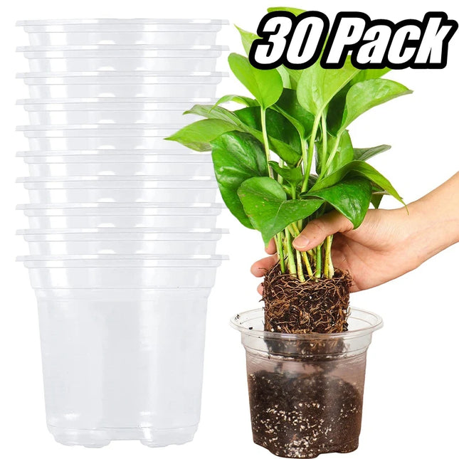 Transparent Flowerpot Nursery Pots - Thickened Plastic Planters, Drainage Hole