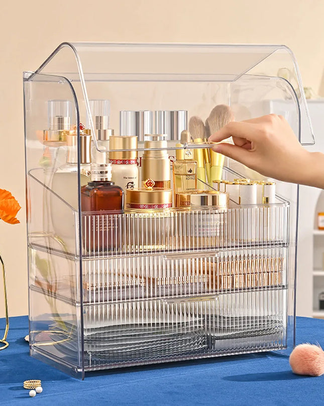 Modishion 3-Layer Transparent Makeup Rack - Durable Beauty Storage Box
