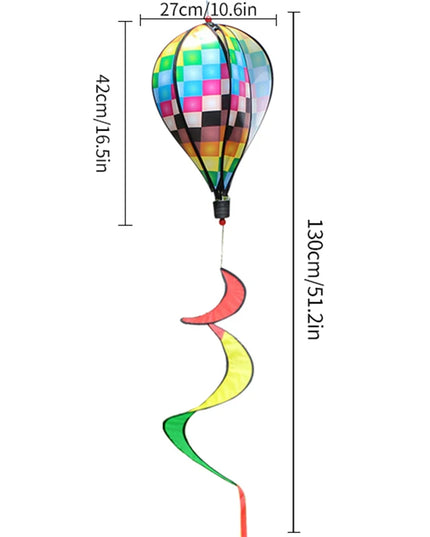 Rainbow Hot Air Balloon Wind Spinner - Vibrant Garden Decor Twister