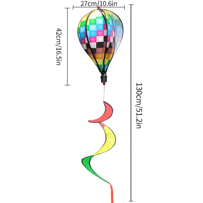 Rainbow Hot Air Balloon Wind Spinner - Vibrant Garden Decor Twister