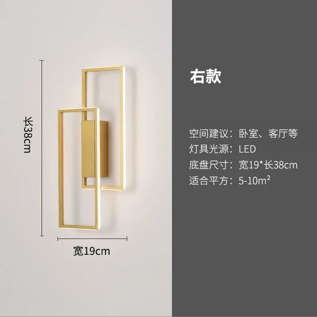 Modern LED Wall Lamp - Black or Gold, Dimmable for Living Room