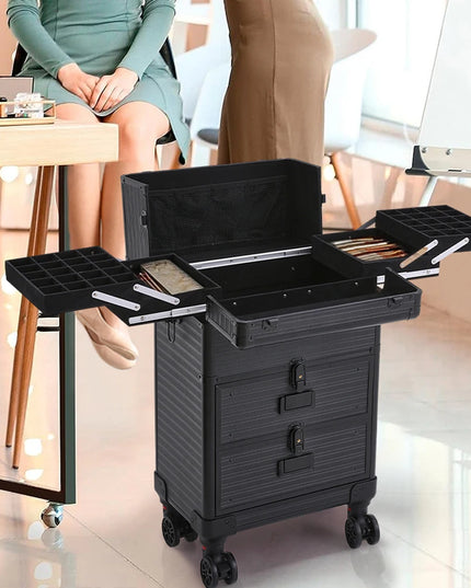Modishion 3-in-1 Cosmetic Trolley Case - Portable Makeup Storage
