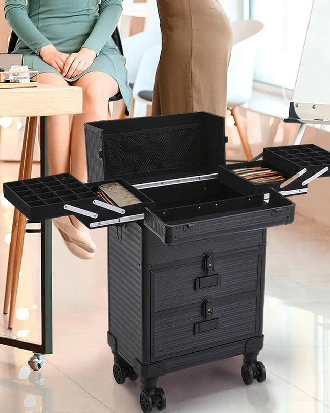Modishion 3-in-1 Cosmetic Trolley Case - Portable Makeup Storage