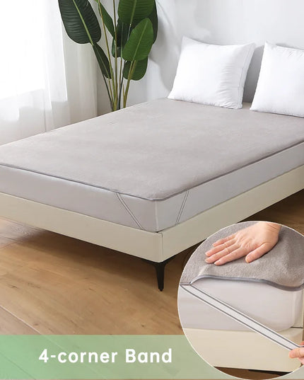 Anqianny Waterproof Mattress Cover - Soft Terry Fitted Sheet, Grey/White