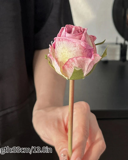 French Curled Rose Fake Flowers - Elegant Silk Bouquet for Home Decor