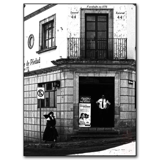 Vintage Smoking Nun Canvas Print - Funny Black and White Wall Art
