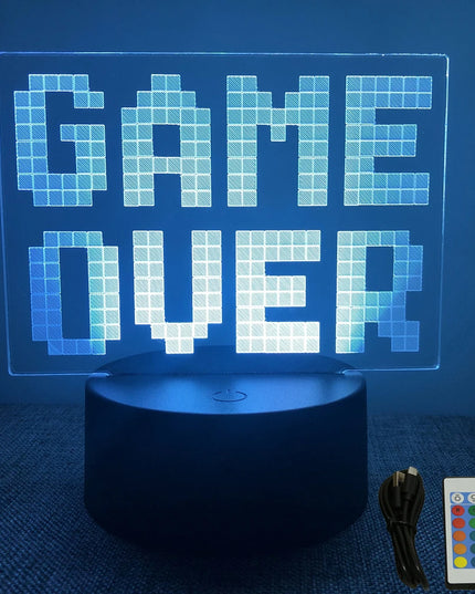 Neon Gamer 3D LED Night Light - RGB Cartoon Lamp for Bedroom