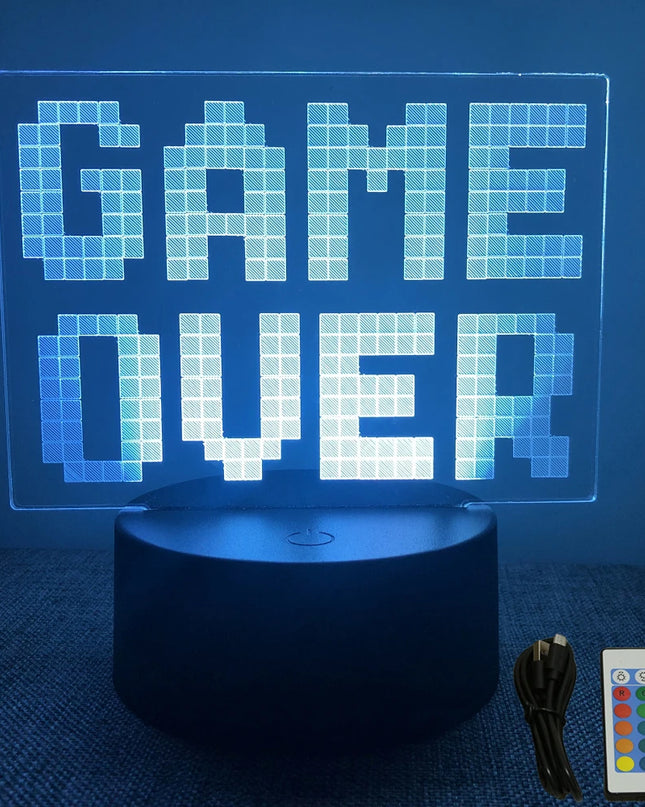 Neon Gamer 3D LED Night Light - RGB Cartoon Lamp for Bedroom