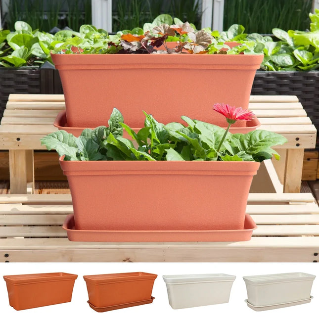High-quality Gardening Flower Pot Thicken Plastic Planting Pot Balcony Vegetable Flower Pot Rectangular Planting Planters