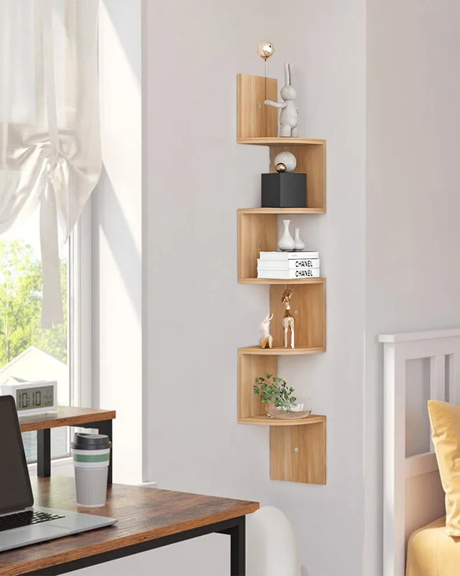 Haodirect Modern 3/5 Layer Wooden Corner Shelf for Home Decor
