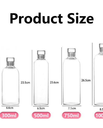 300-1000ml Glass Water Bottle Large Capacity
