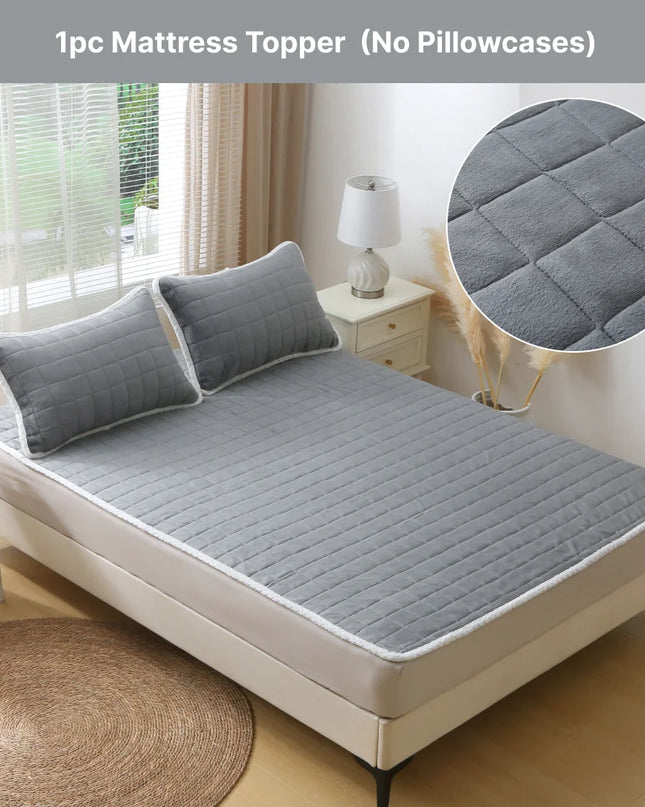 Anqianny Velvet Quilted Mattress Topper - Non-Slip, Warm Comfort