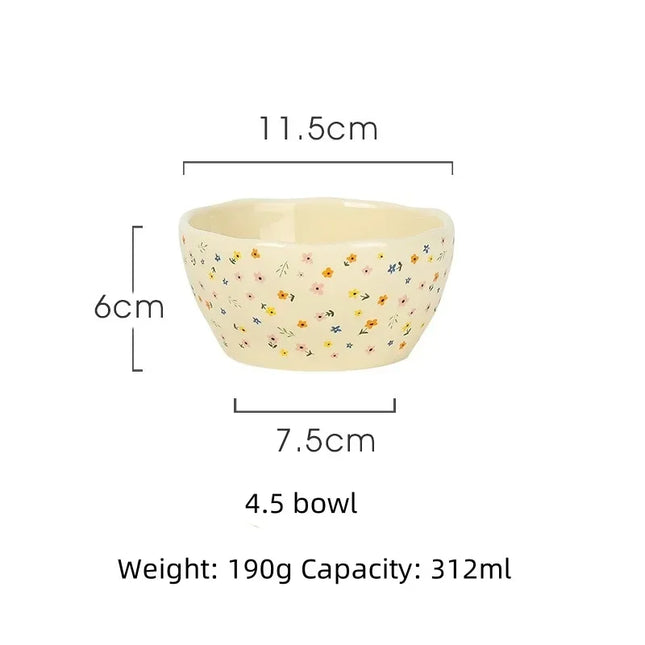 Korean Ceramic Bowl Dish with Fresh Flower Design