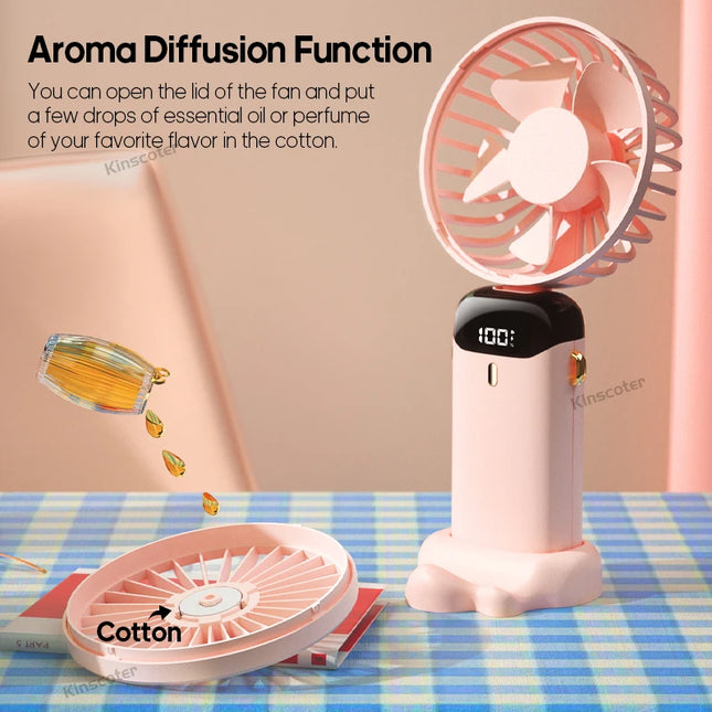 Kinscoter USB Mini Fan - Portable Neck Hanging, 5-Speed Cooling