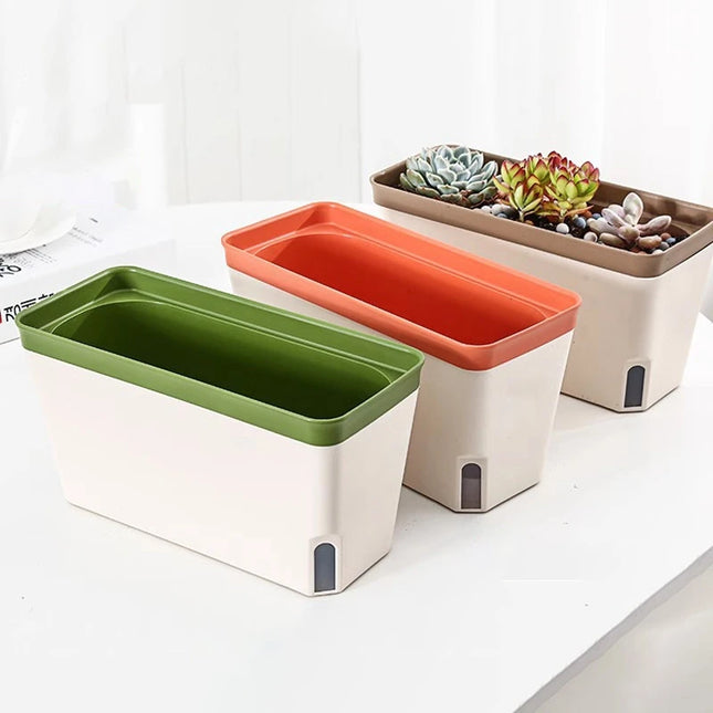 Thickened Plastic Flower Pot - Self-Watering Double-Layer Design for Plants
