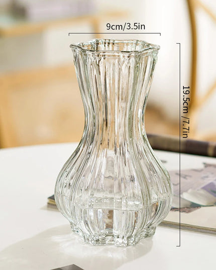 Glass Transparent Flower Vase Retro Hydroponics Plants Pot Clear Flower Container Flowers Arrangement Bottle Table Decoration