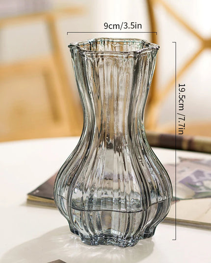 Glass Transparent Flower Vase Retro Hydroponics Plants Pot Clear Flower Container Flowers Arrangement Bottle Table Decoration