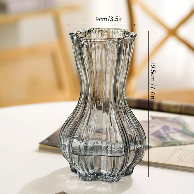 Glass Transparent Flower Vase Retro Hydroponics Plants Pot Clear Flower Container Flowers Arrangement Bottle Table Decoration