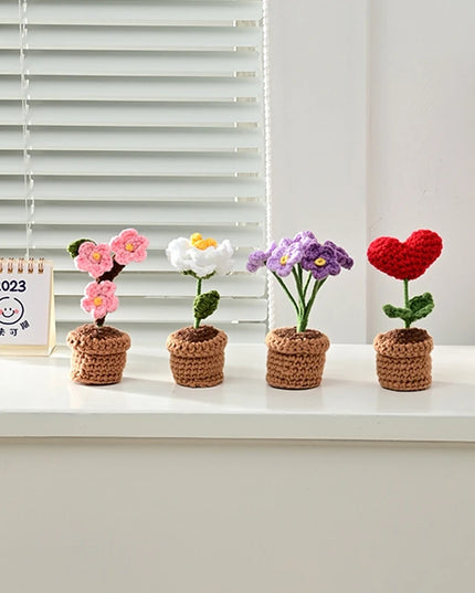 Handmade Crochet Flower Ornaments - Rose, Tulip, Daisy for Car Decor