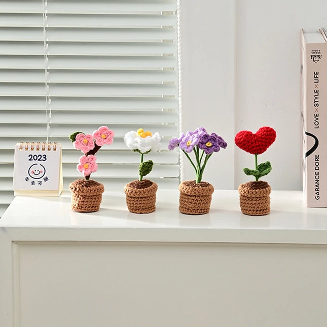 Handmade Crochet Flower Ornaments - Rose, Tulip, Daisy for Car Decor
