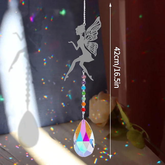 Crystal SunCatcher Prisms Hanging Rainbow Chaser Window Wind Chime Tree of Life Car Art Hanging Pendant Home Garden Decoration