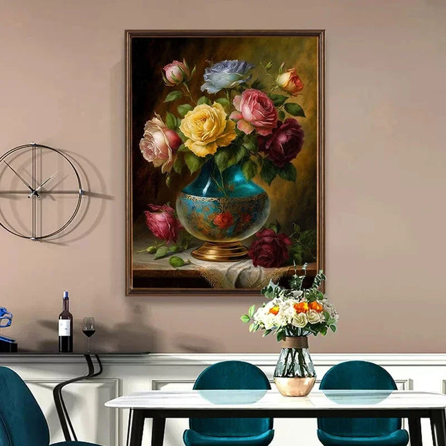 Vintage Flower Canvas Prints - Retro Yellow Pink Home Wall Art Decor