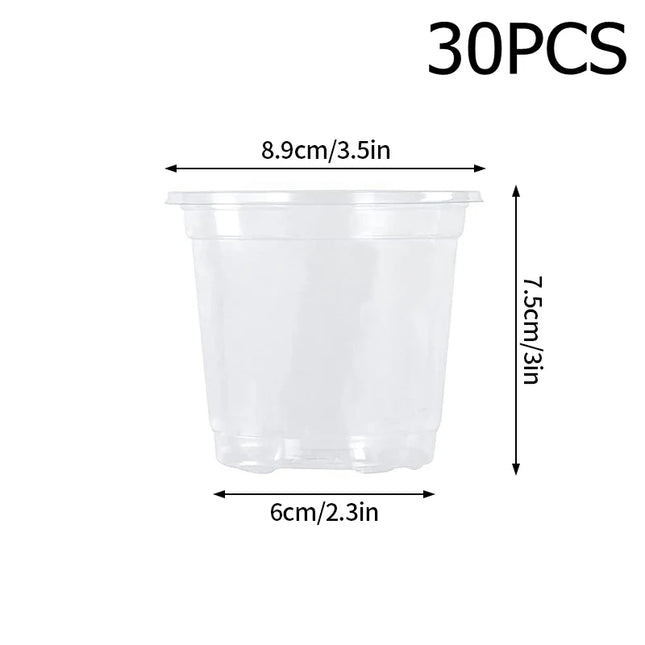 Transparent Flowerpot Nursery Pots - Thickened Plastic Planters, Drainage Hole