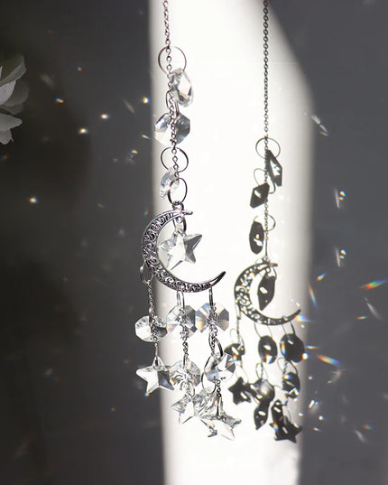 Sun Catchers Crystal Pendant Window Wind Chime Star Moon Light Catchers Rainbow Chaser Plated Colorful Hanging Drop Garden Decor