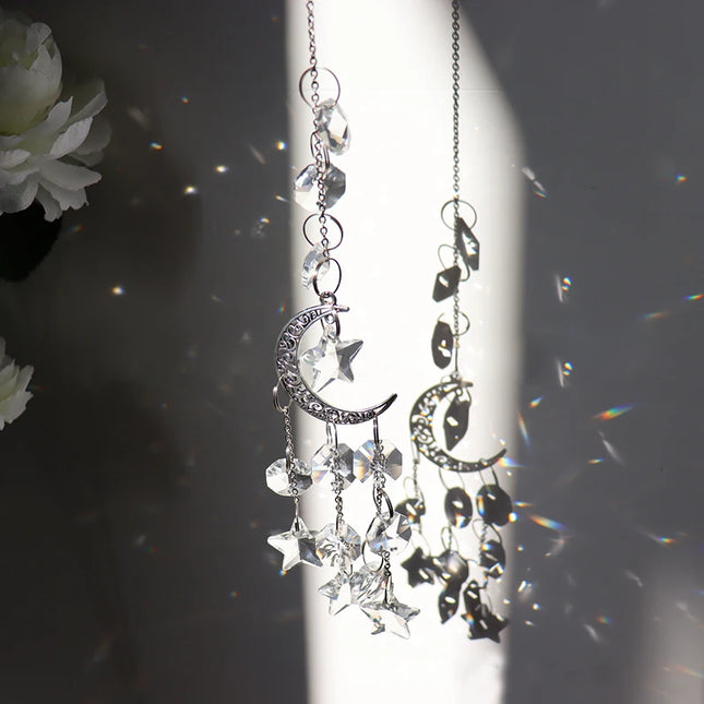 Sun Catchers Crystal Pendant Window Wind Chime Star Moon Light Catchers Rainbow Chaser Plated Colorful Hanging Drop Garden Decor
